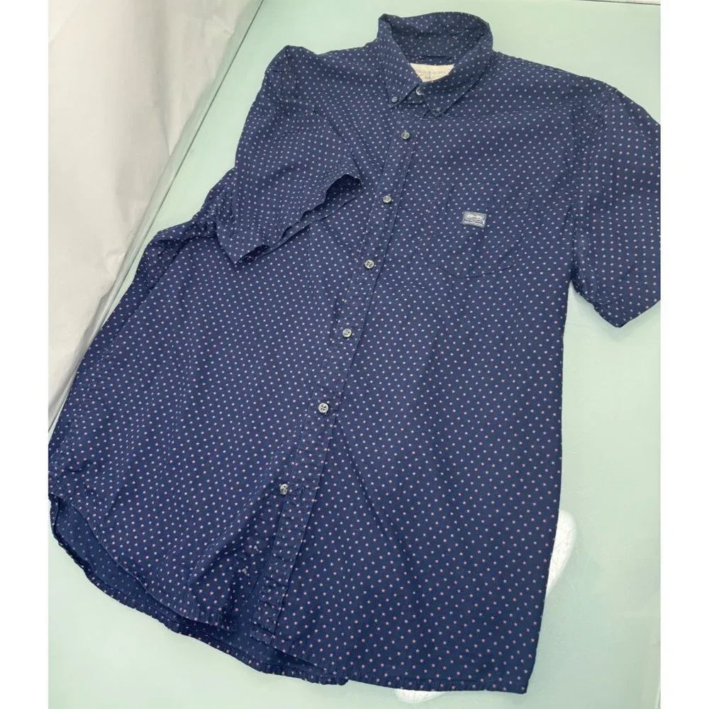 Denim and Supply Ralph Lauren Men Shirt Short Sleeve Star Print Navy Blue XL - Picture 1 of 4